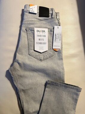 DU/ER Light Gray Stretch Denim Jeans CoolMax for summer